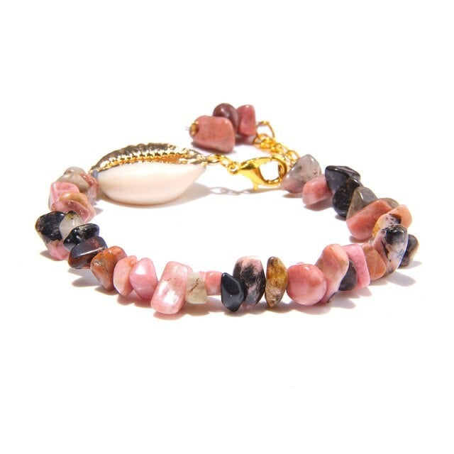 Bracelet Baroque en Rhodonite "Amour & Bienveillance" - Coquillage