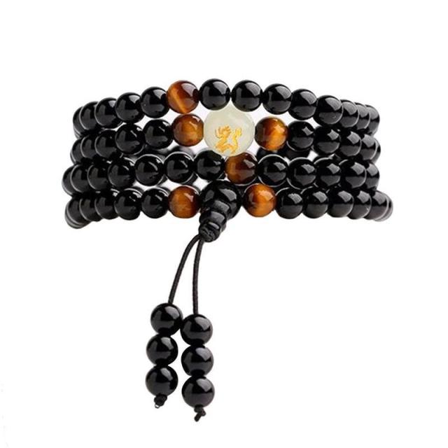 Bracelet Mala en Obsidienne - Le Gardien - Ajustable