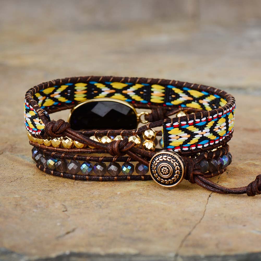 Bracelet Bohémien en Onyx "Stabilité & Maîtrise de soi"