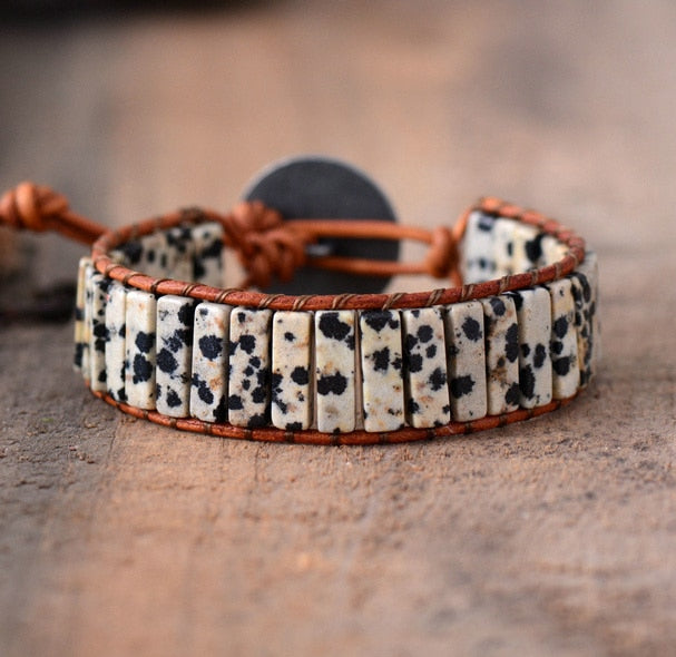 Bracelet Bohémien en Jaspe dalmatien "Protection & Harmonie"
