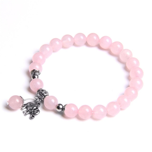 Bracelet Yoga en Quartz rose "Amour & Confiance en soi" - Éléphant