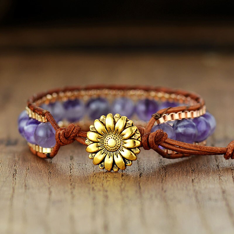 Bracelet Bohémien en Améthyste "Force & Sagesse"