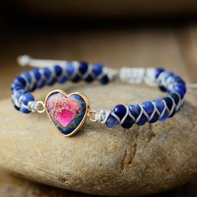 Bracelet en Sodalite "Humilité & Courage" - Coeur