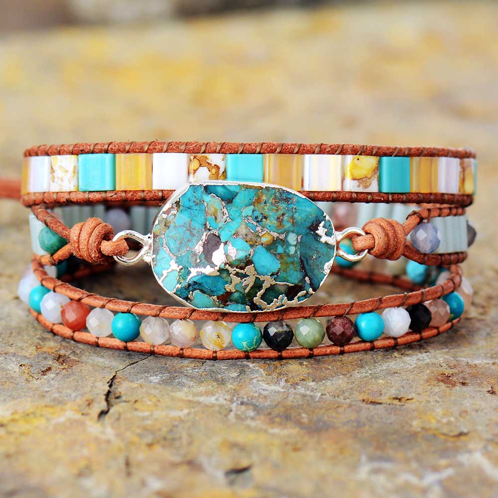Bracelet Bohémien en Turquoise "Stabilité & Empathie"