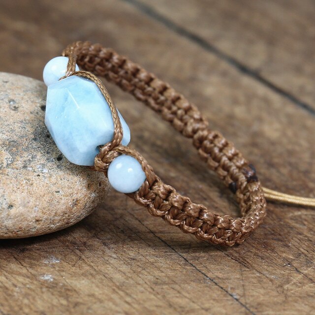 Bracelet Shamballa Yoga en Aigue Marine "Jeunesse & Guérison"