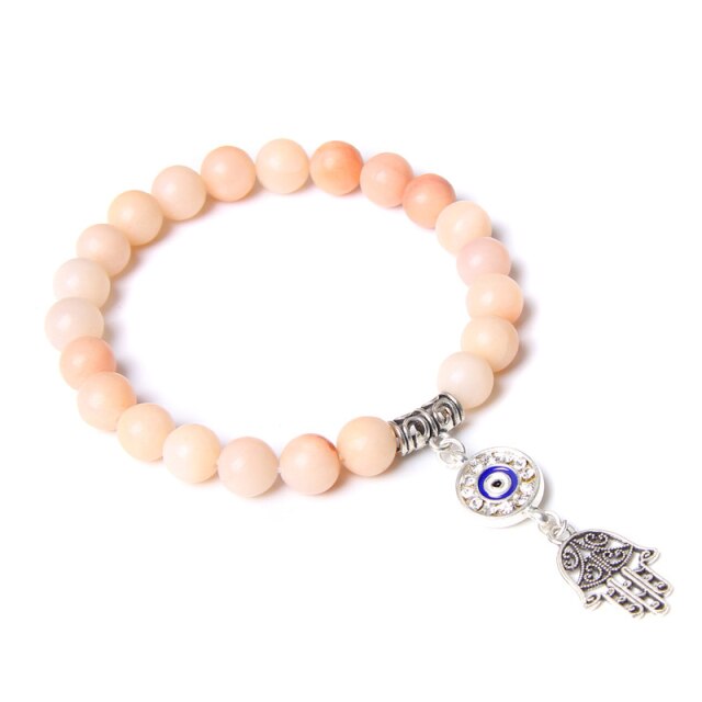 Bracelet en Aventurine rose "Clarté & Positivité" - Main de Fatma