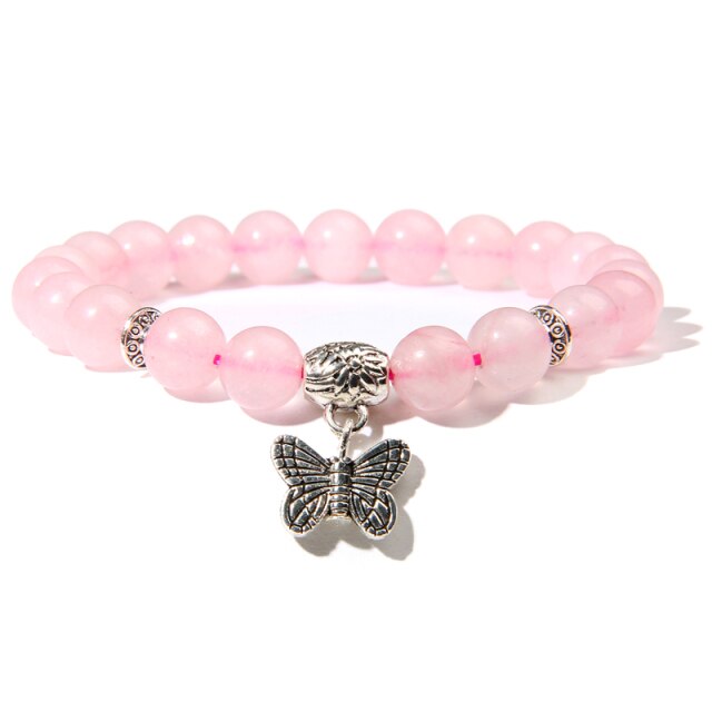 Bracelet en Quartz rose "Amour & Confiance en soi" - Papillon