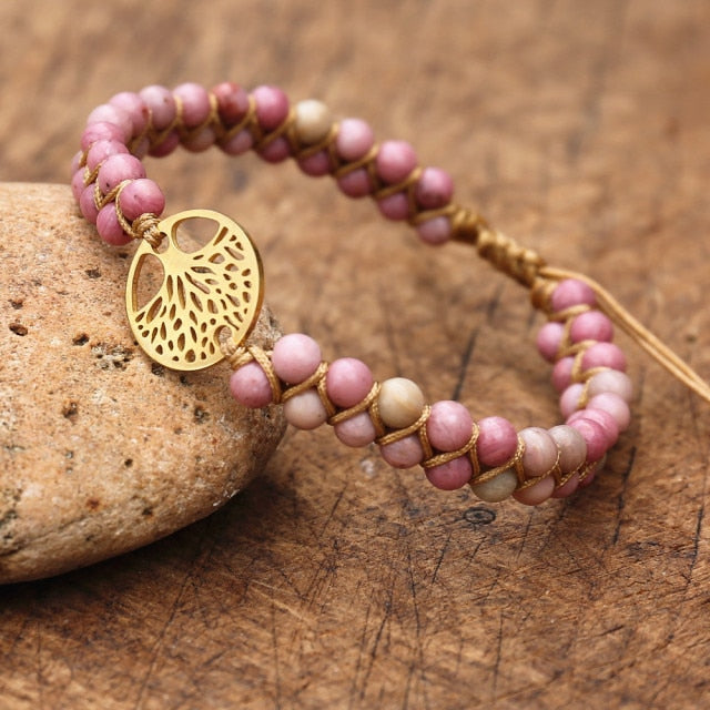 Bracelet Yoga en Rhodonite "Amour & Bienveillance"