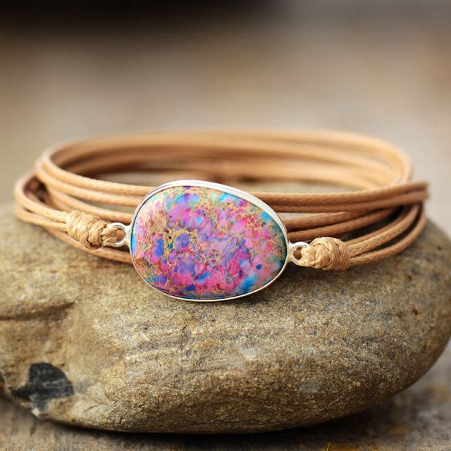 Bracelet Bohémien en Jaspe "Épanouissement & Estime de soi" - Cabochon