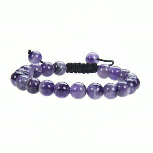 Bracelet Yoga en Améthyste "Force & Sagesse" - Ajustable