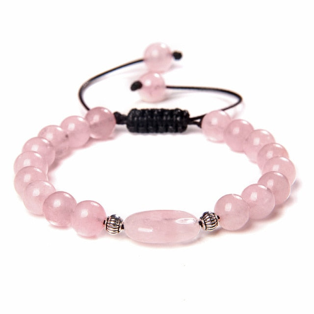 Bracelet en Quartz rose "Amour & Confiance en soi" - Ajustable