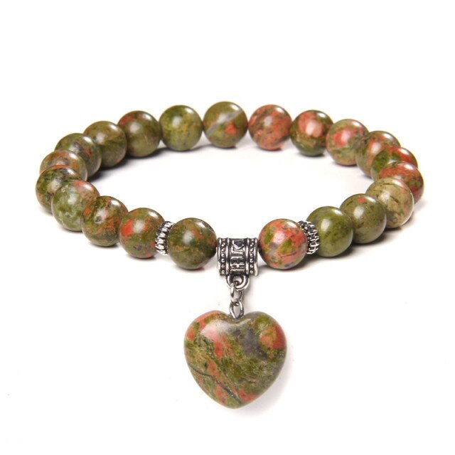 Bracelet en Unakite "Confiance & Sagesse" - Coeur