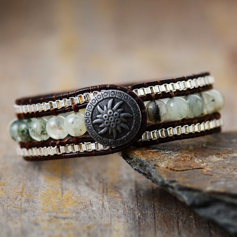 Bracelet Bohémien en Prehnite "Conscience & Acceptation"