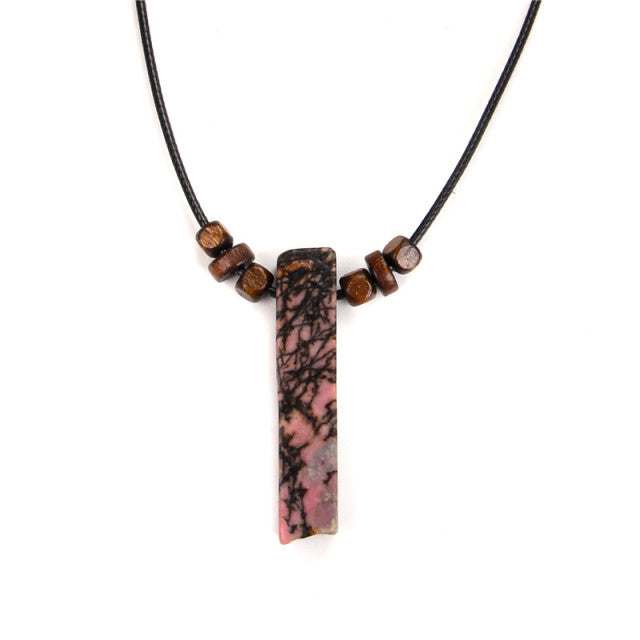 Cordon et son Pendentif Porte Bonheur en Rhodochrosite "Compassion & Amour"