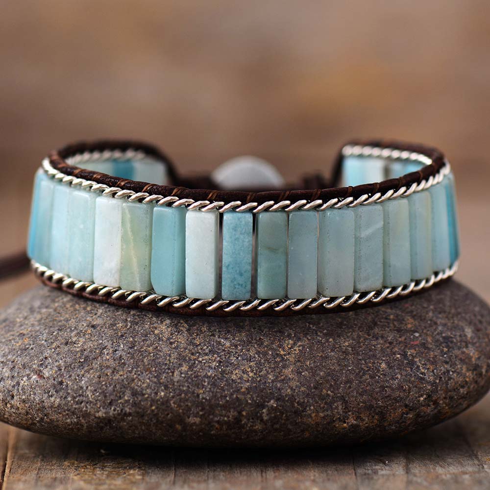 Bracelet Bohémien en Amazonite "Paix & Courage"