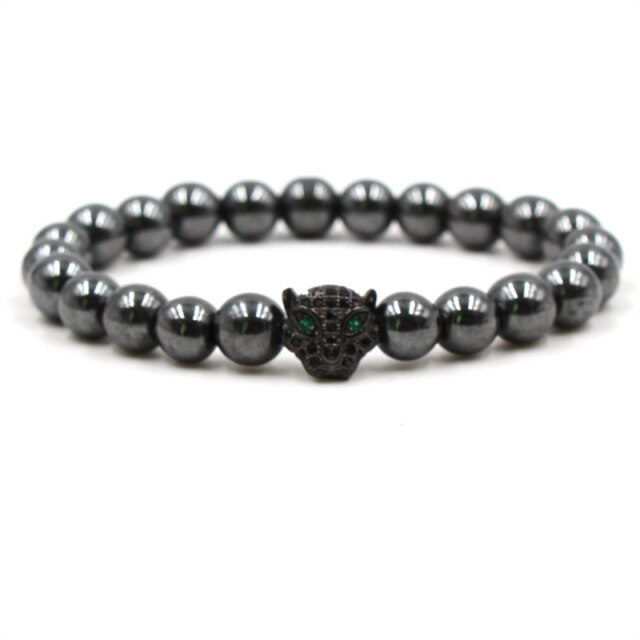 Bracelet Magnétique en Hématite "Force & Puissance" - Panthère