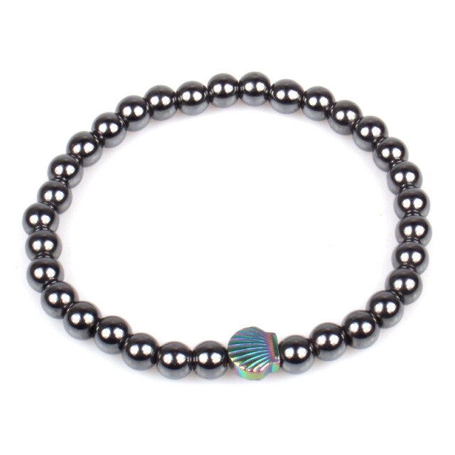 Bracelet Magnétique en Hématite "Force & Puissance" - Coquillage