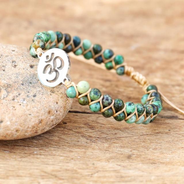Bracelet Yoga en Jaspe Africain "Empathie & Communication" - Om
