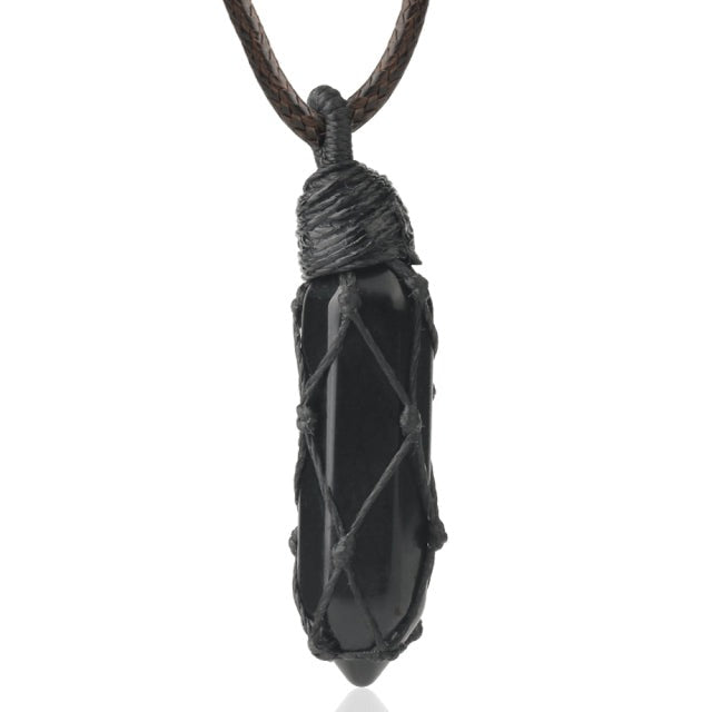 Cordon et son Pendentif en Obsidienne "Protection & Réconfort"