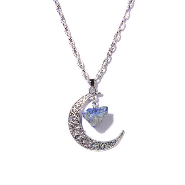 Chaîne et son Pendentif Guérison en Lapis-Lazuli "Santé & Harmonie" - Lune