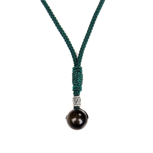 Cordon et son Pendentif Guérison en Obsidienne dorée "Protection & Éveil"