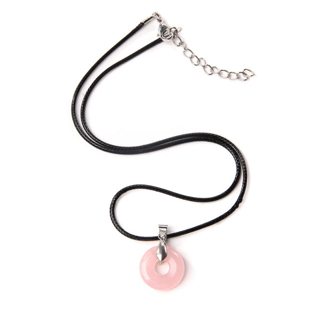 Cordon et son Pendentif en Quartz rose "Amour & Confiance en soi"