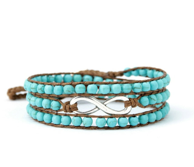 Bracelet Bohémien en Turquoise bleue "Sérénité & Bien être" - Infini