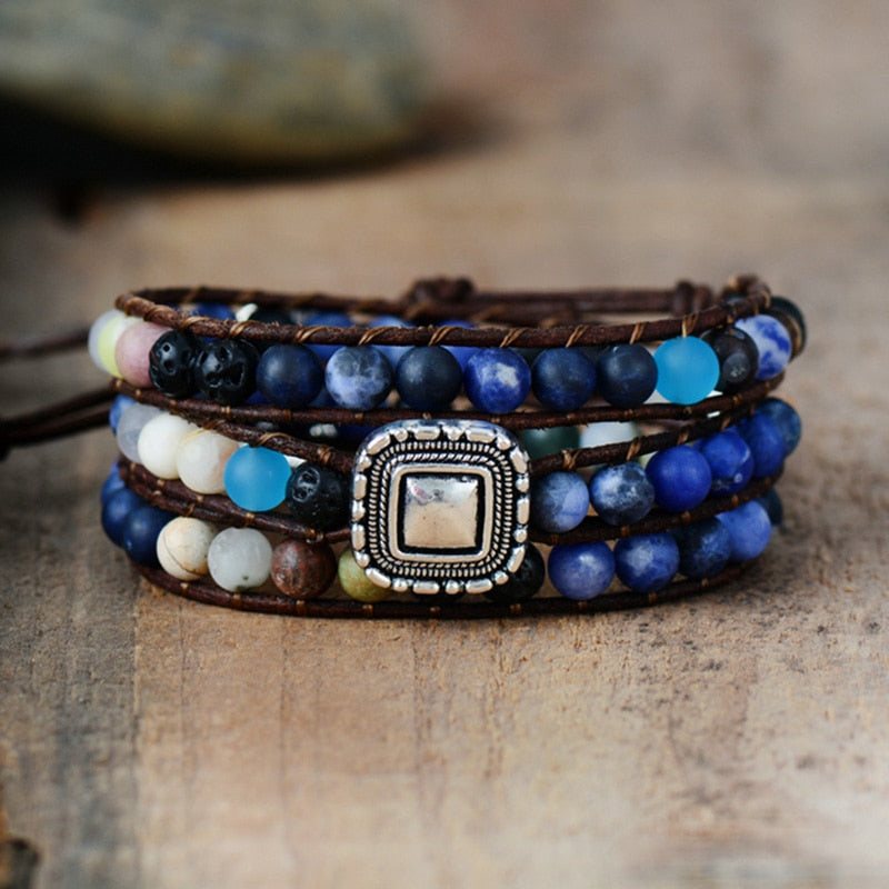 Bracelet Bohémien en Sodalite "Humilité & Courage"