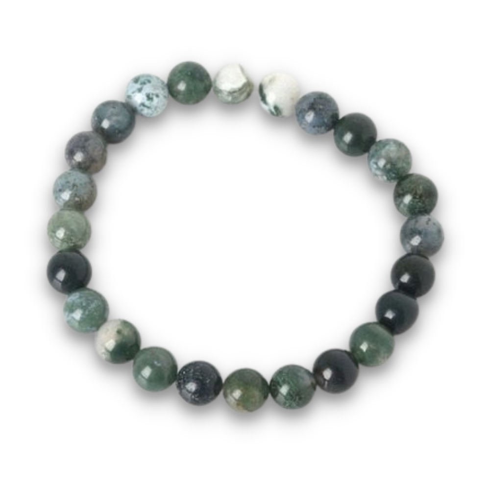 Bracelet en Agate mousse "Longévité & Prospérité"
